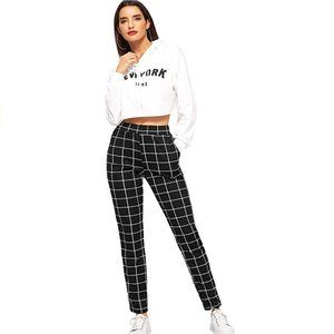 Black & White Plaid High Waist Trouser